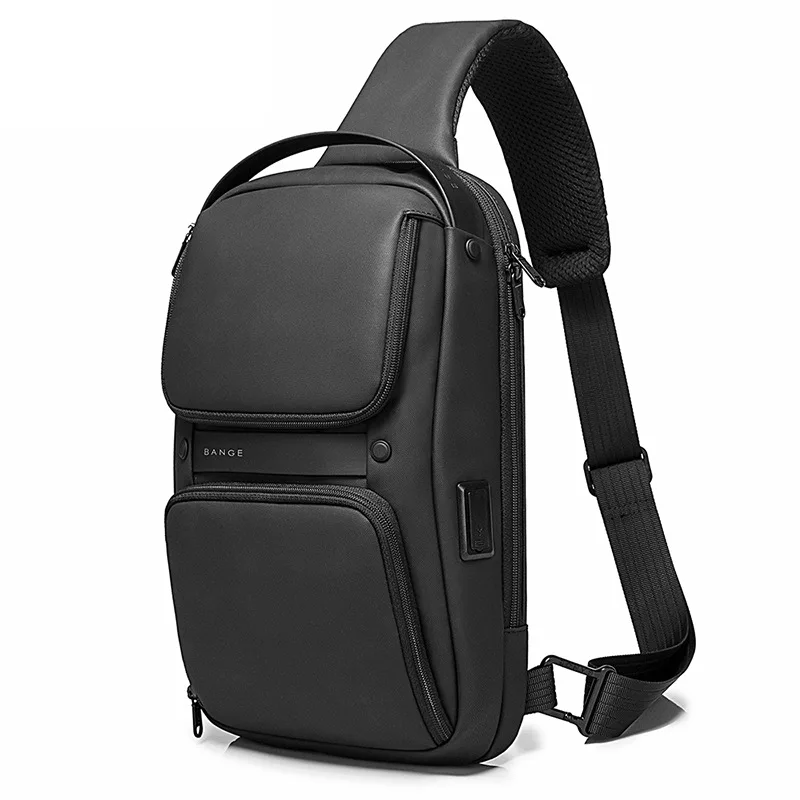 BANGE Shoulder bag Oxford Large Capacity Multifunctional Crossbody Men's Bag USB Shoulder Bag Waterproof Travel Chest Bag