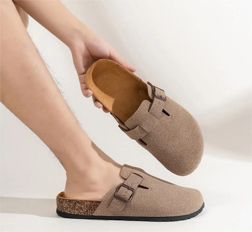 

Men's Women's PU Leather Clogs Soft Cork Footbed With Adjustable Strap Fashion Comfort Slip on Slippers
