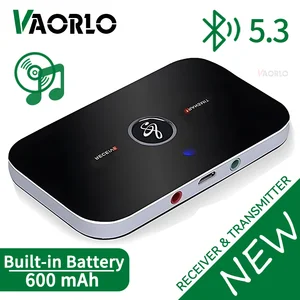 Upgrade B6 2 In 1 Pemancar Penerima Audio Bluetooth 5.3 Adaptor Nirkabel Baterai AUX+RCA 3.5 Mm 300mAh untuk Headphone TV PC Mobil 12 adaptor bluetooth headphone penjualan terbaik - №