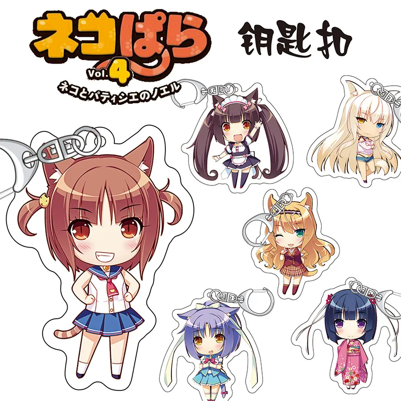 

Chocola Vanilla Popular Anime Nekopara Peripheral Transparent Acrylic Keychain Backpack Pendant Comic Exhibition Gifts 6cm