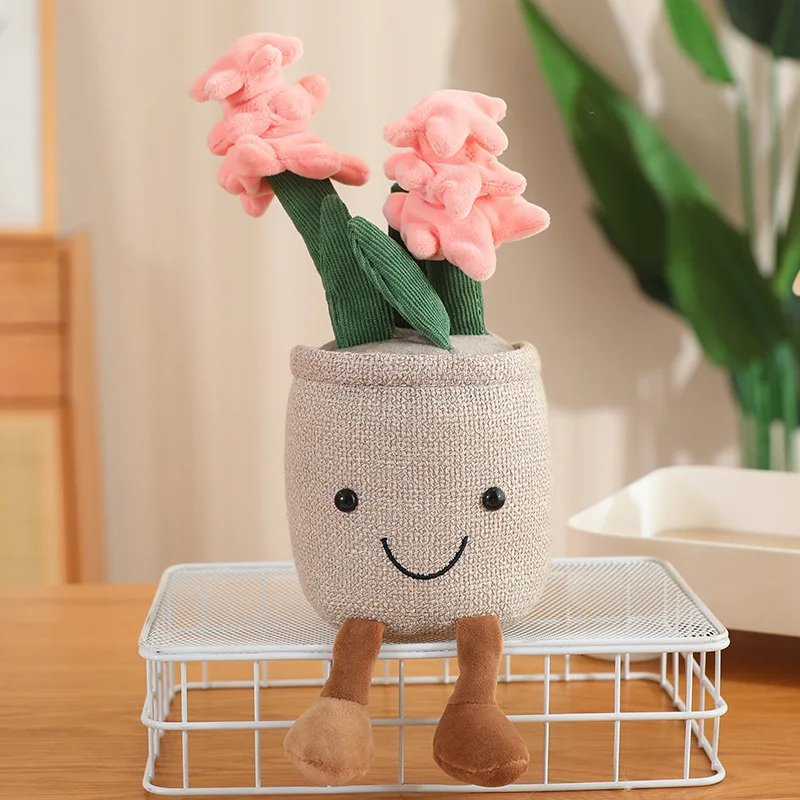 Brinquedos de Pelúcia Macios em Forma de Flor Sorridente JC, Bonecos de Girassol e Rosa para Decoração de Quarto e Presentes para Colecionadores