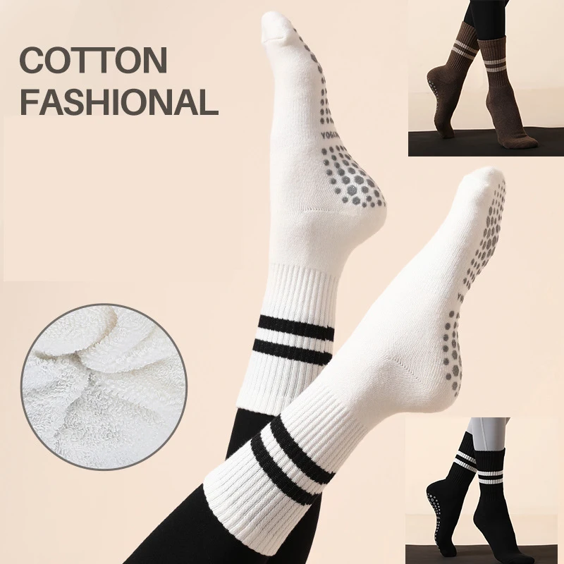 

Quick-Dry Socks New Yoga High Anti-Slip Quality Bandage Damping Pilates Ballet Socks Good Grip For Women Cotton Fitness Socks