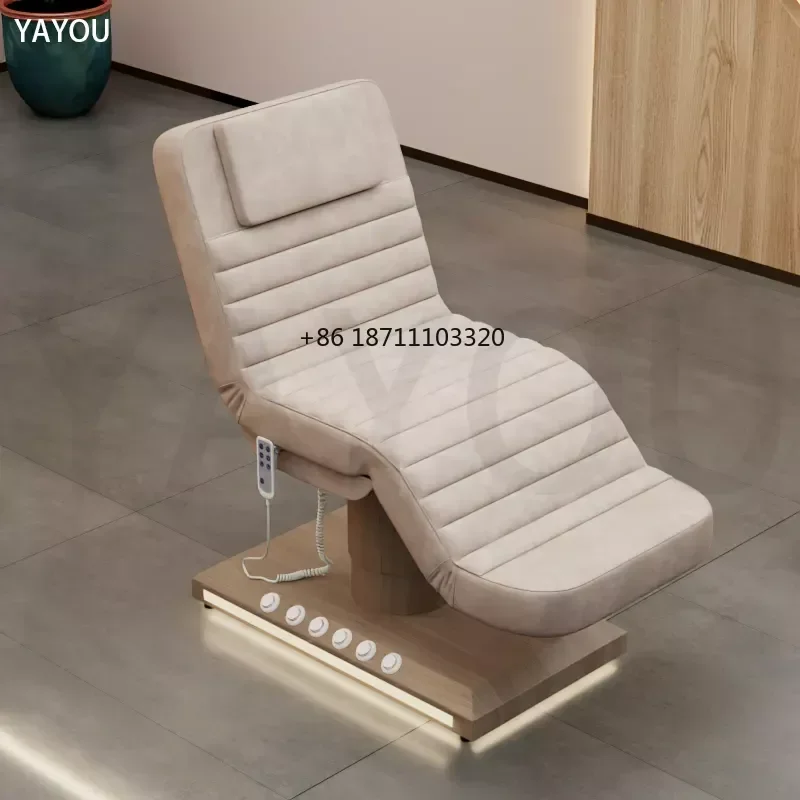 Base de Color madera con Control de pies, mesa de masaje, 3 motores, cama de masaje eléctrica para Spa, tiendas de belleza, cama de masaje Facial