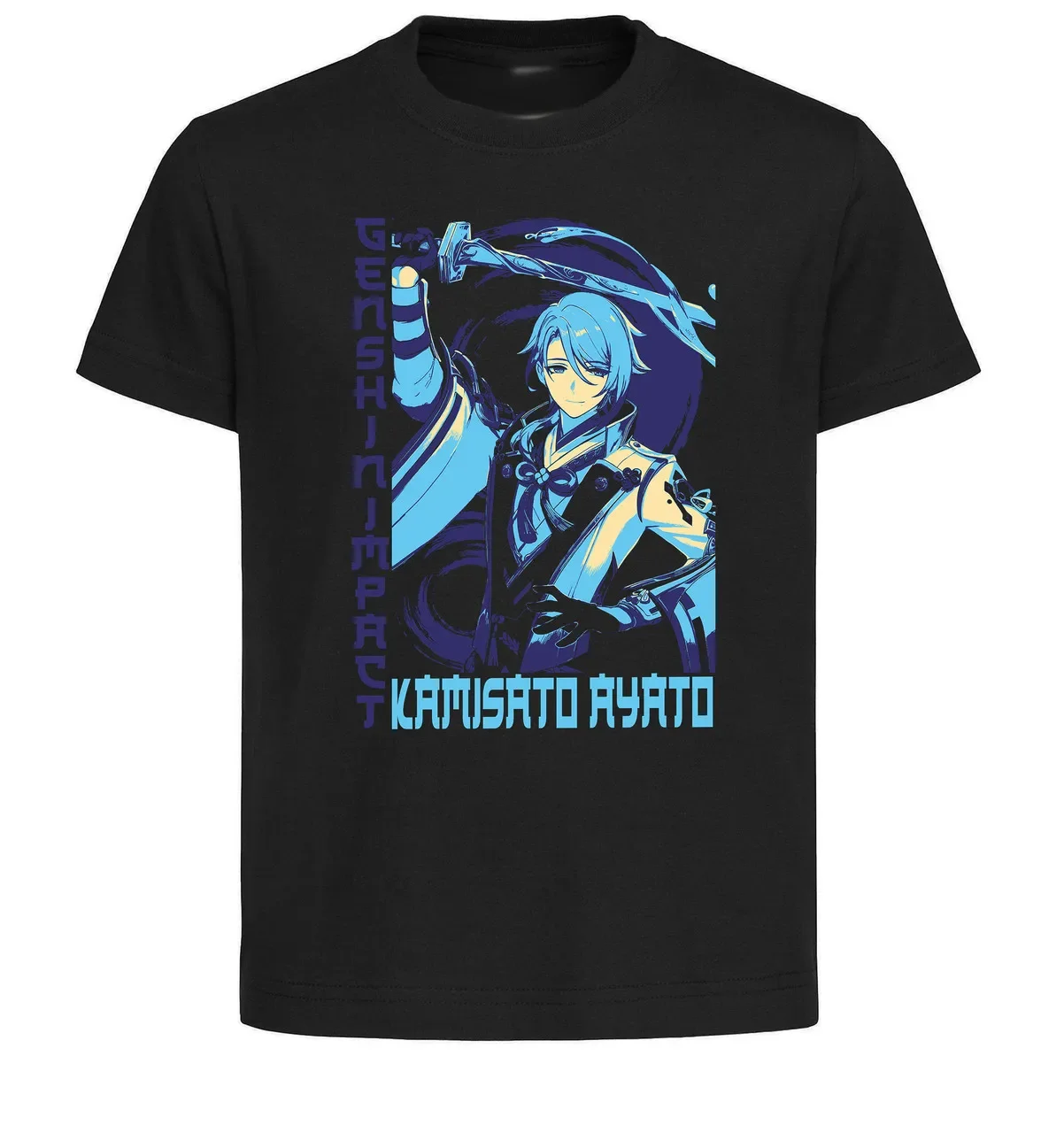 T-Shirt Unisex Black Japanese Style - Genshin Impact - Kamisato Ayato