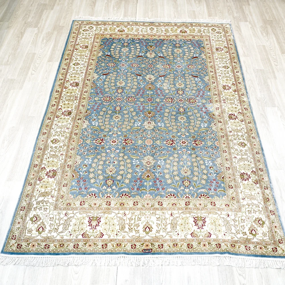 152x244cm Hand Made Carpet Blue Palace Style Oriental Silk Rugs (YJH016B)