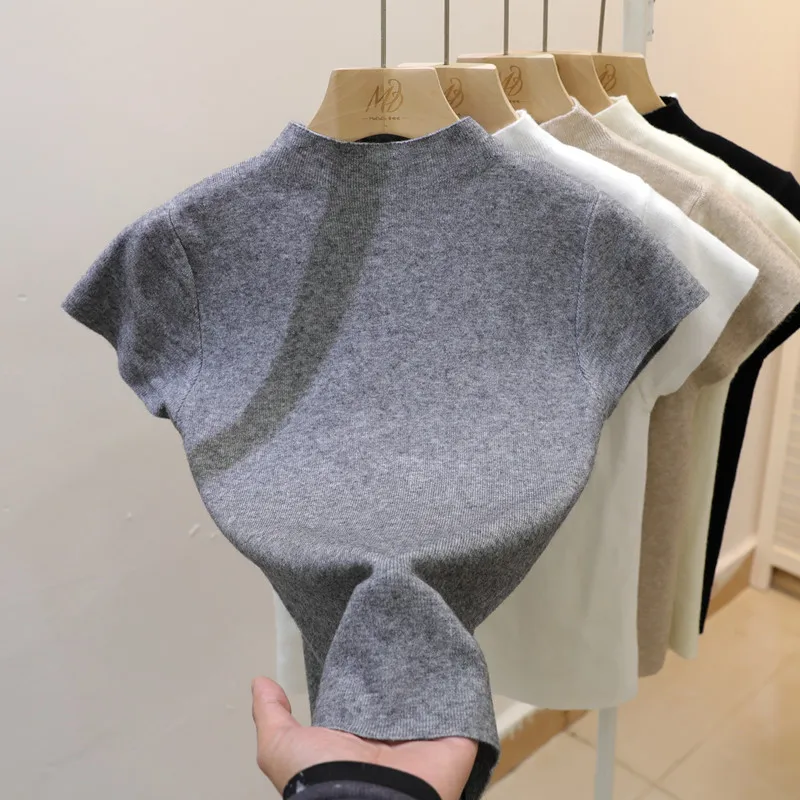 Woman Clothing Short Sleeve T-shirt Slim Fit Tops Female O-Neck Knitted Sheath Tee Shirt Street Wear Sex Sporty 2026 Y2K New image 4