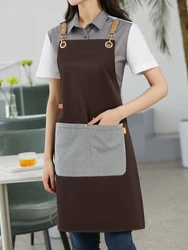 New Fashion Canvas Kitchen Aprons For Woman Men Chef Work Apron For Grill Restaurant Bar Shop Cafes Beauty Nails Studios Uniform