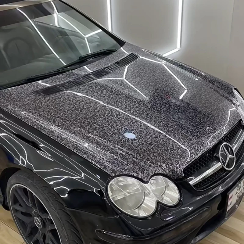 Premium PET High Gloss Grey Forged Carbon Fiber Vinyl Wrap Film Roll Adhesive Decal Motorbike Car Wrapping Foil with Air Release
