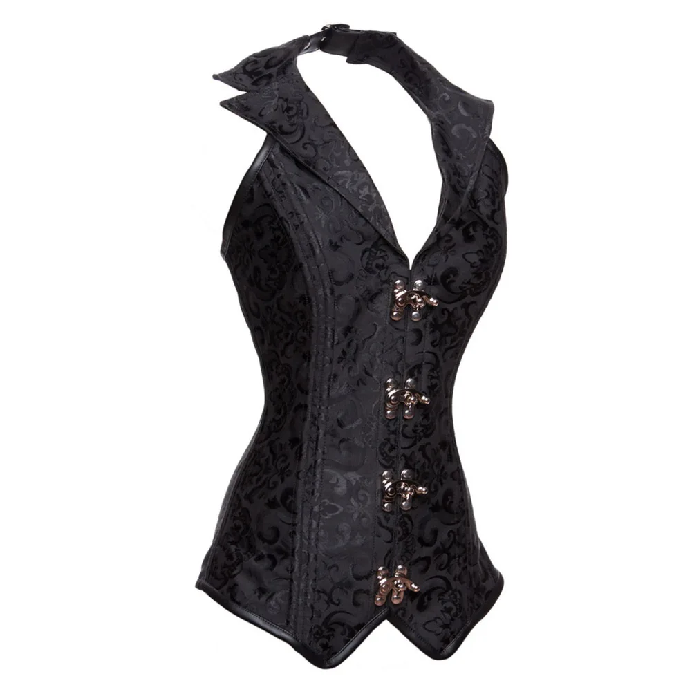 Sexy Steampunk Middeleeuwse Vrouw Korsetten V-Hals Gotische Korset Vest Cosplay Kostuum Piratenkostuum Halloween Carnaval Verkleedpartij