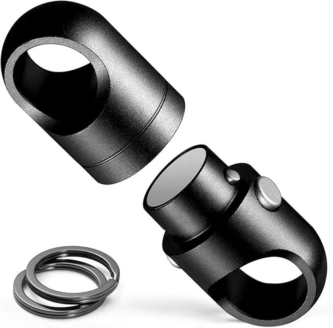 Magnetic Quick Release Car Keychain 0.67 Inch D Ring Double Pin Lock Anti Lost 360° Swivel Magnetic Absorption Key Holder