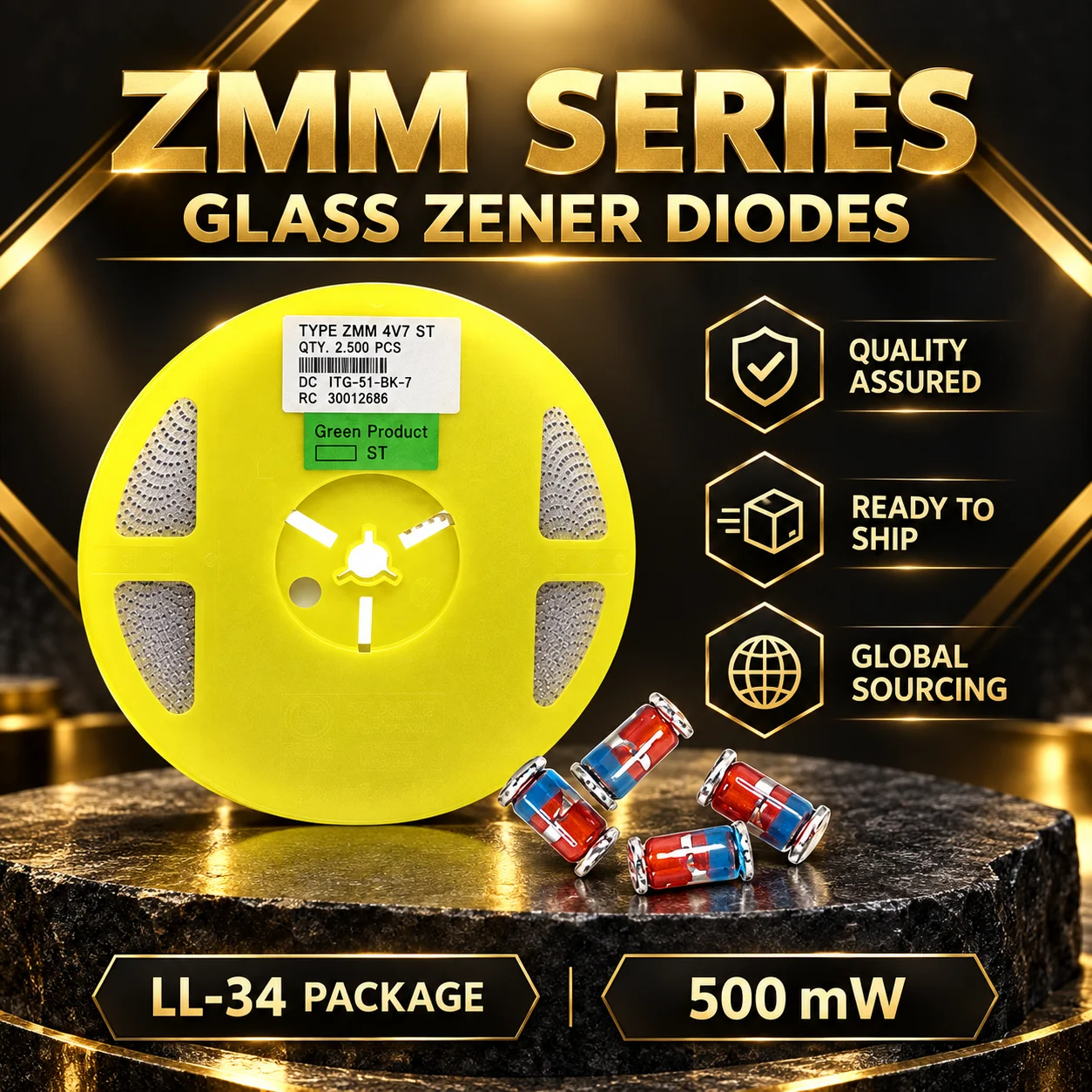 1. ZMM 24 ZMM 27 ZMM 30 ZMM 33 ZMM 36 ZMM 39 ZMM 43 ZMM 47 ZMM 51 ZMM 56 Original Genuine LL-34 SMD Zener Diodes In Stock Wholes