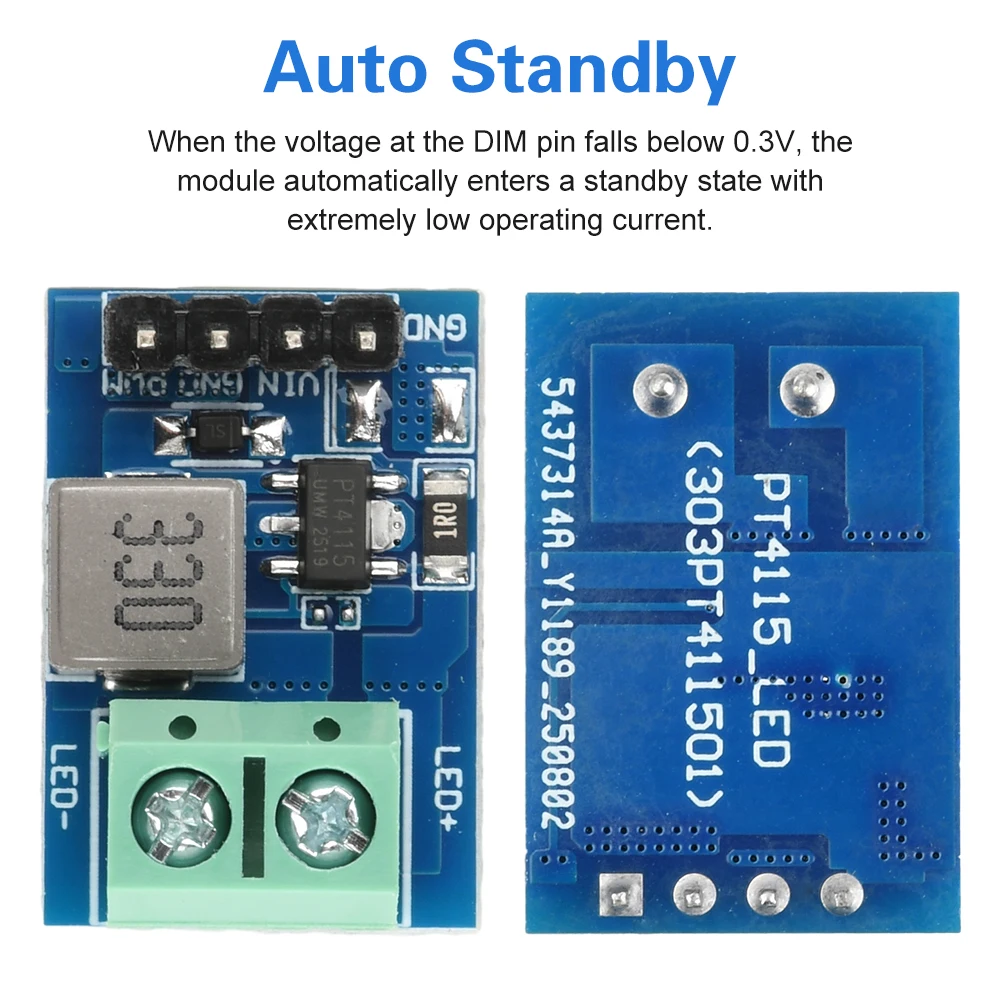 DC12V LED Driver PT4115 1-10S LED Constant Current Board Driver Output Module PWM LED Dimming Step-Down Module For LED Strips