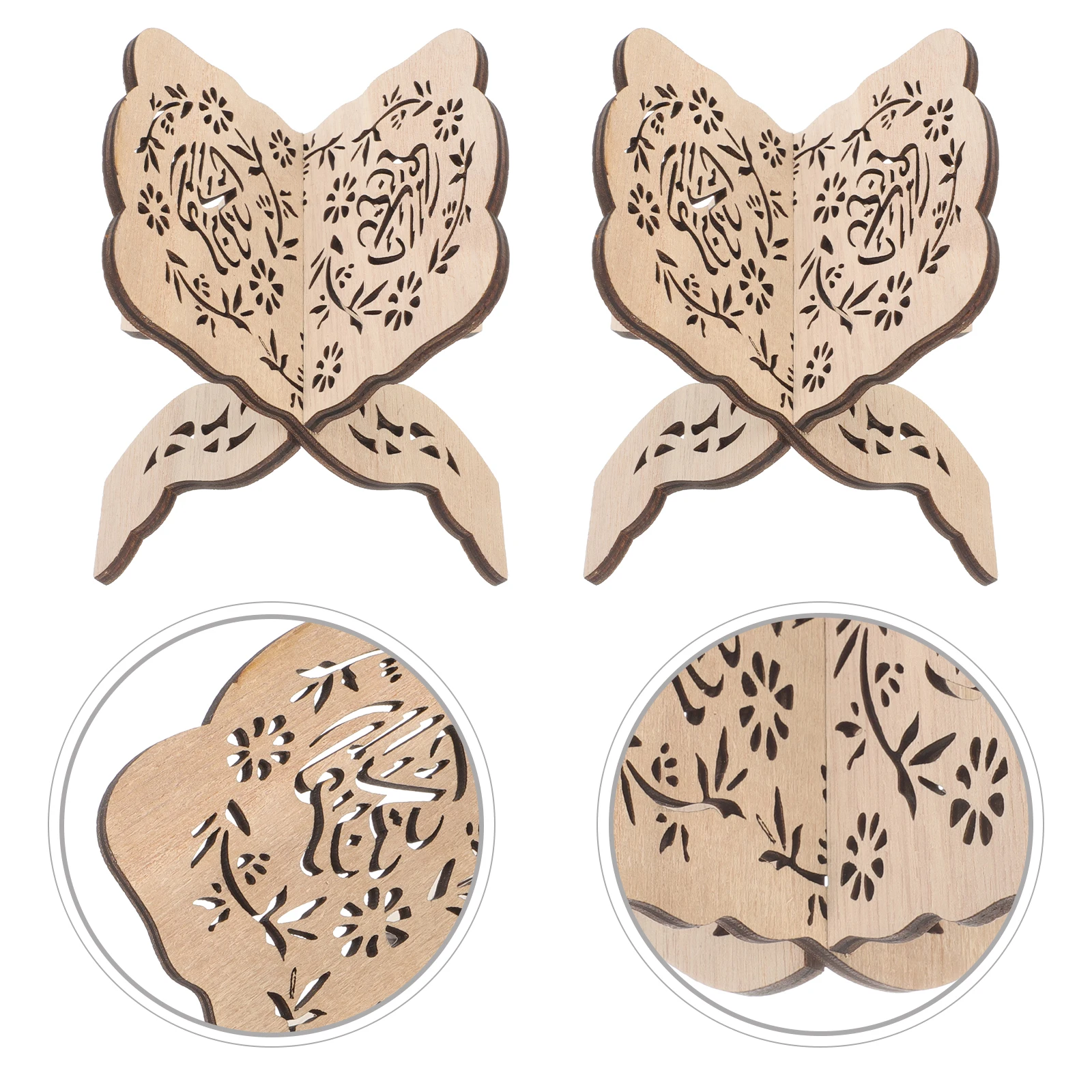 

2pcs Wooden Holder Stand for Reading Display Bookshelf Decorative Recipe Cooking Book Stand Premium Wood Desktop Book for Kids