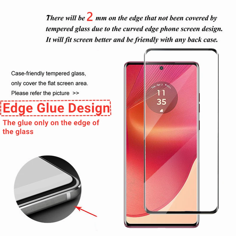 2/4PCS Curved Glass For Motorola Moto Edge 50 Fusion Screen Protector Tempered Glass Motorola Moto Edge 50 Fusion Phone Film