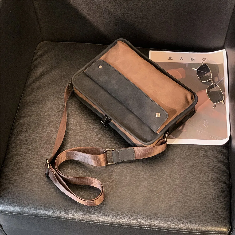 Vintage Herren-Umhängetaschen Luxus Rechteckige Schultertasche für Männer Weiche Leder-Umhängetasche Modische Messenger-Taschen Herren Bolsos – Detail 4