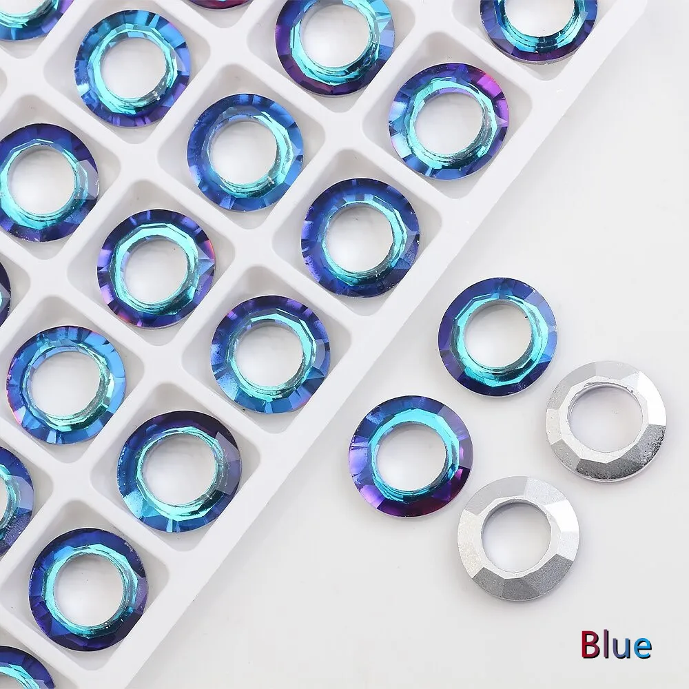 2PCS Crystal Round with Big Hole 14/20MM AB Ring of Angle Spacer Glass Flat Jewelry Making DIY Accessories Necklace Beads