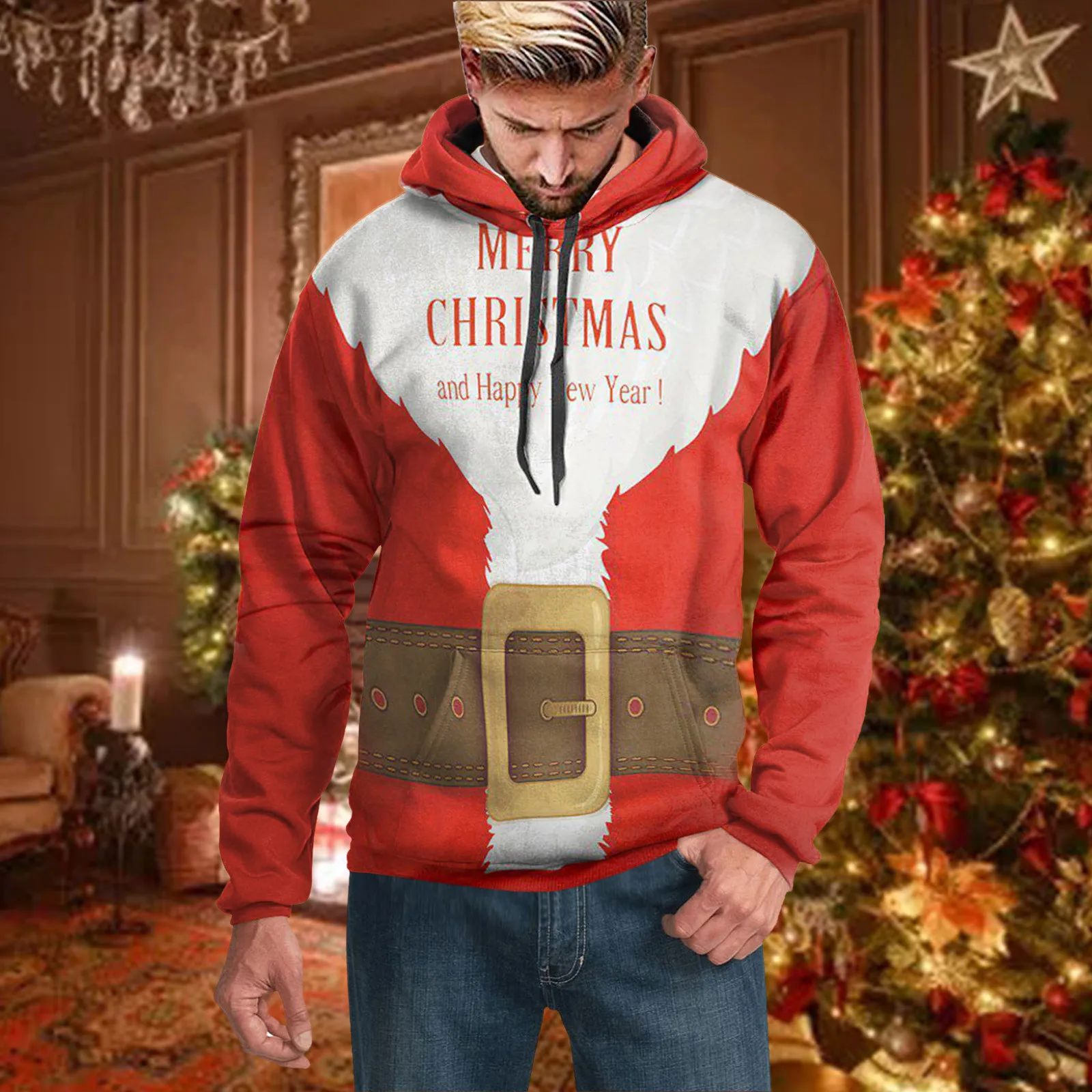 

Men's Christmas Printed Pullover Autumn And Winter Round Neck Long Sleeve Interesting Casual Top Relaxed Comfortable Sweatshirt