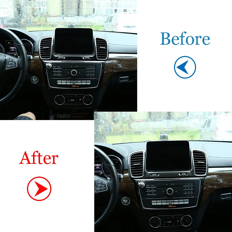 

For Mercedes Benz GLS GLE Class ABS Carbon Fiber/Silver Car Central Control Air Outlet Decorative Frame Trim Car Accessories