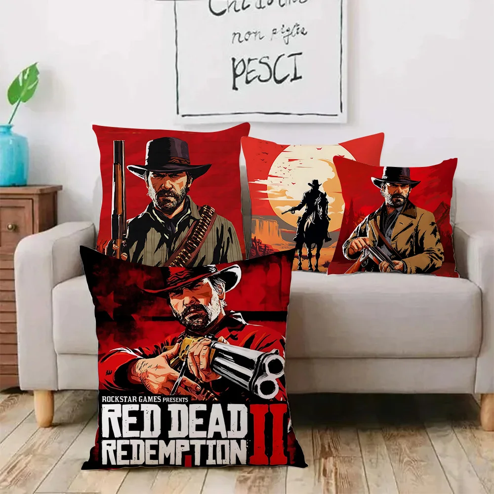 Hot Game Red Dead Redemption Pillow Covers Cartoon Sofa Decorative Home Double-sided Printing Short Plush Cute Cushion Cover