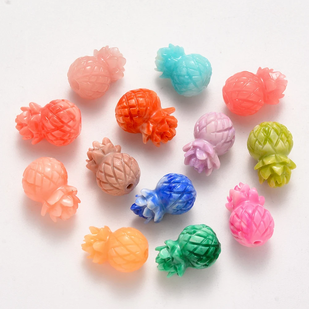 

10Pcs Random color Synthetic Coral Beads, Dyed, Pineapple, Mixed Color, 16x11mm, Hole: 1.6mm