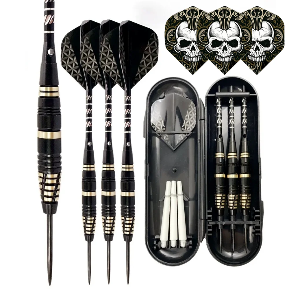 

24g Professional Brass Steel Tip Darts Metal Tip Set with Extra 3 Dart Flights,3 Replace Plastic Shaft+Rubber O'Rings 3PCS A SET