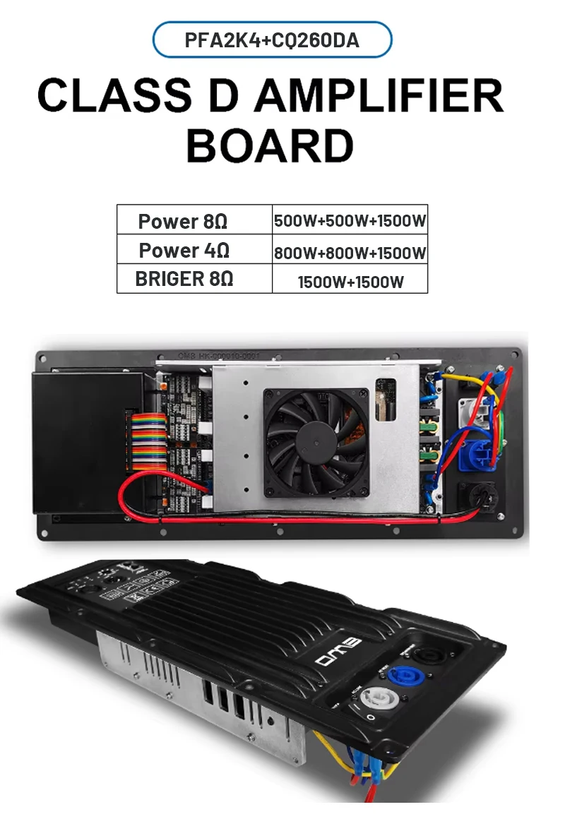 PFA2K4+CQ260DA 1500W Digital DSP Amplifier Module Active Speaker Power Amp Board for Professional Audio System