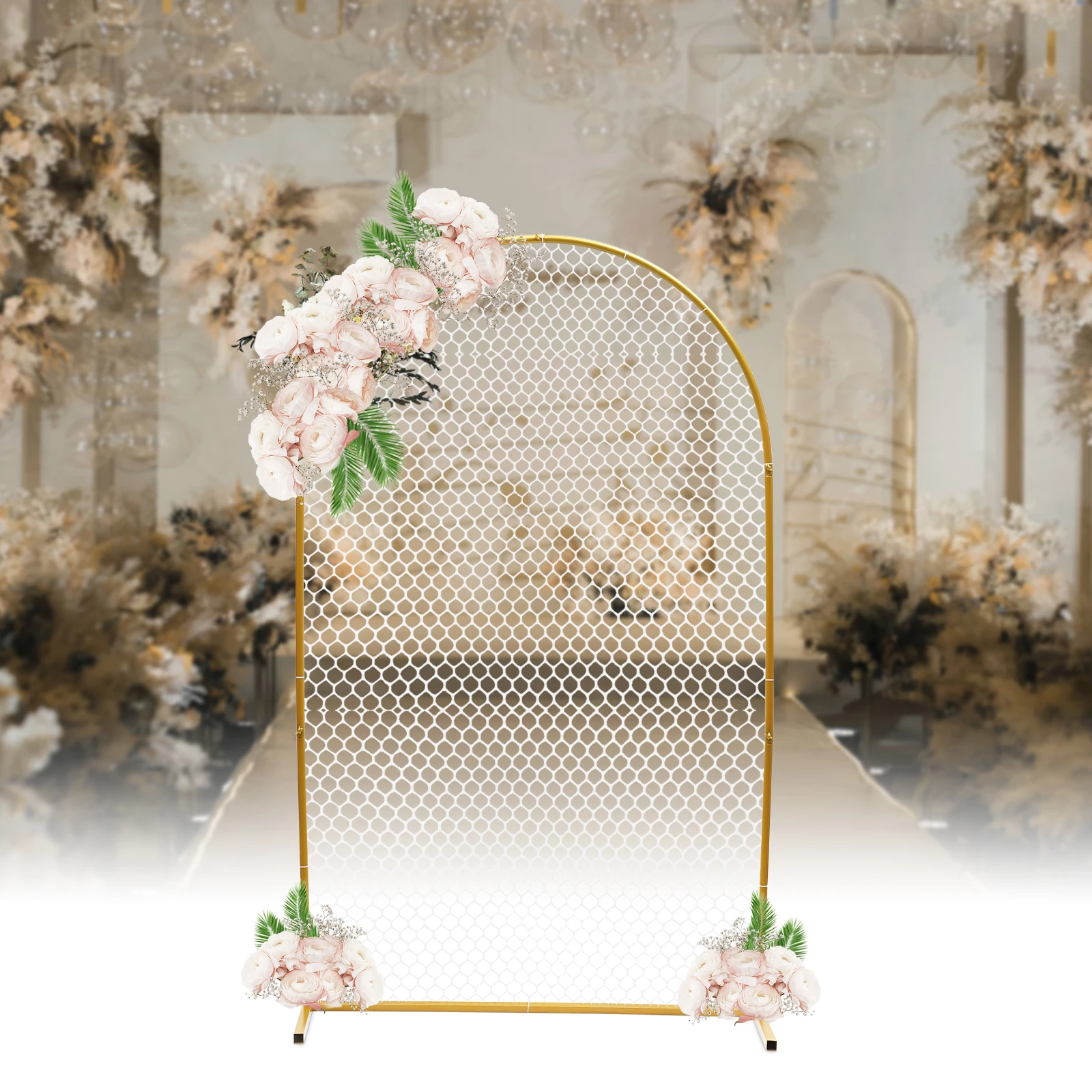 DIY Decoration Gold Mesh Wall Stand Flower Stand Wedding Event Arch Backdrop Gold Mesh