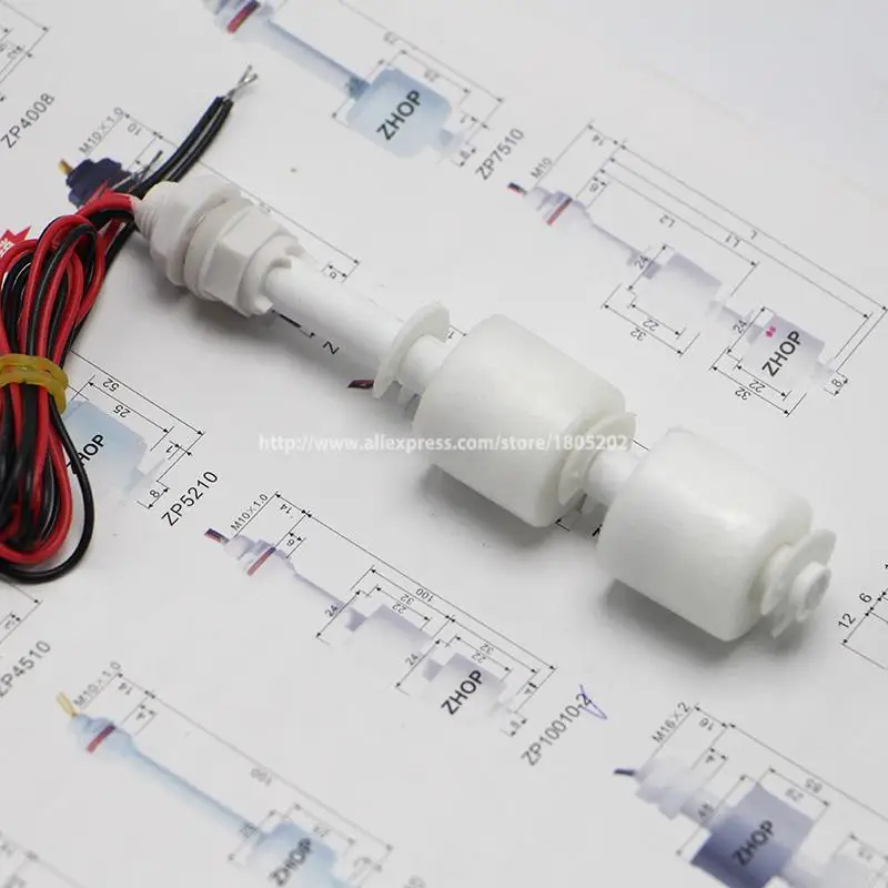 M10*100MM Dual Level Control PP  Water Level Sensor Liquid Plastic Float Switch Tank 100V 220V ZP10010-2