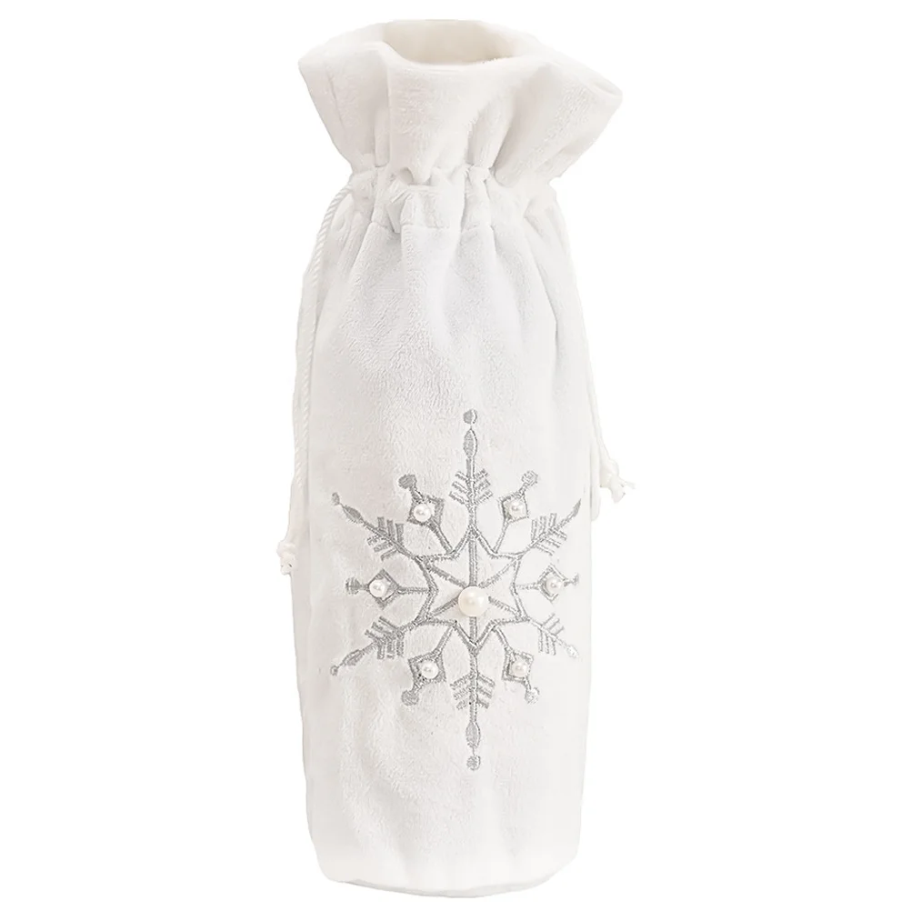 

Snowflake Bead Wine Bottle Cover White Creative Christmas Decoration For Party Birthday Celebration Festive Accessory