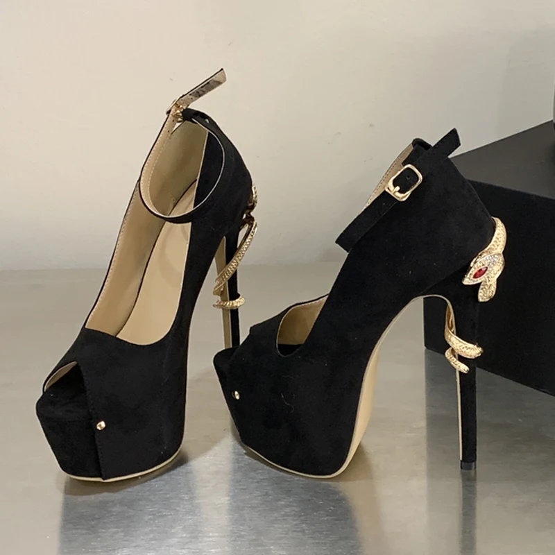 

Туфли-лодочки Aneikeh: модные, сексуальные, с змеиным узором, на шпильке, с открытым носком, на ремешке с пряжкой, для ночного клуба