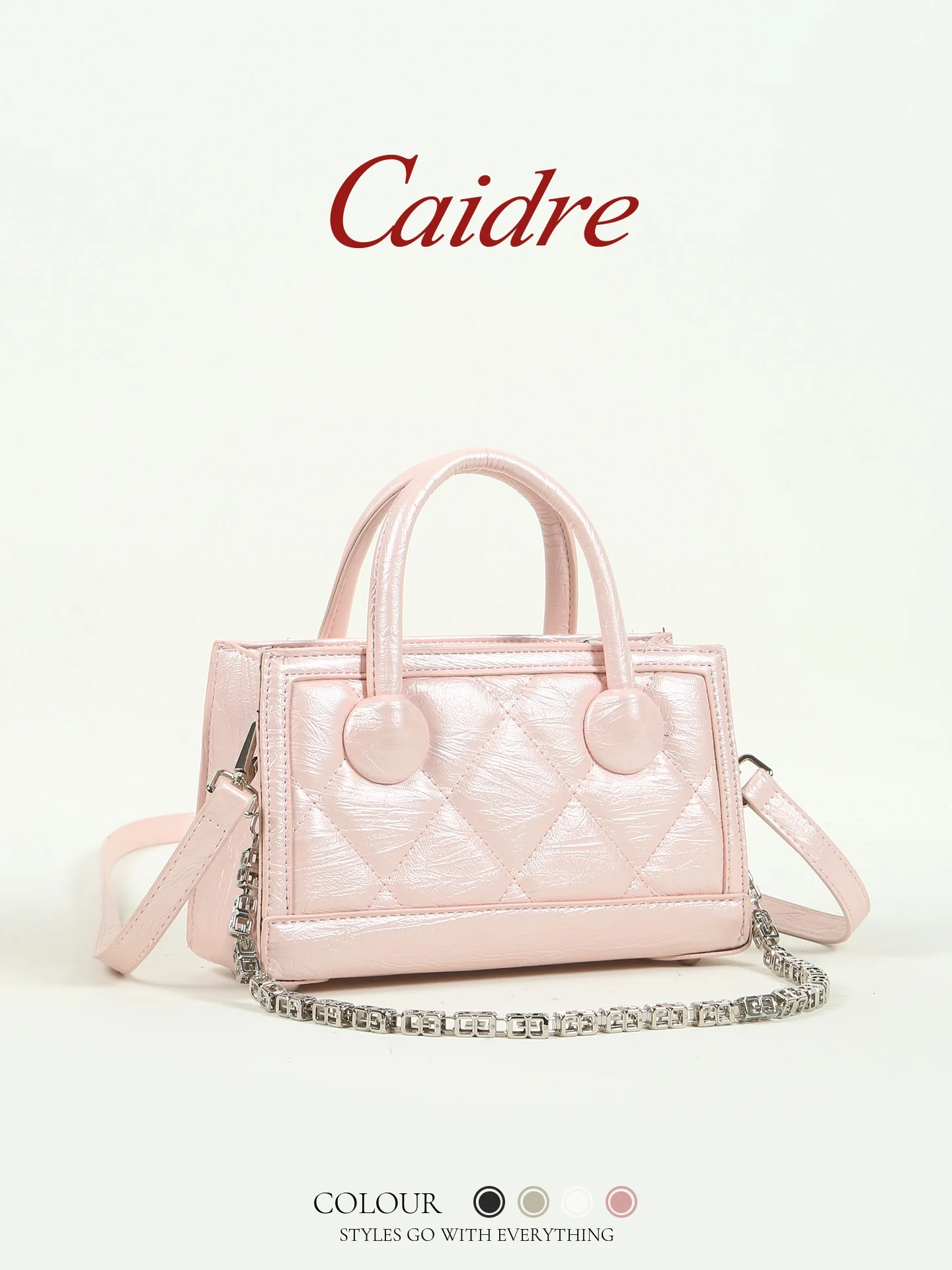 

Caidre Elegant Diamond Pattern Handbag Women's Commuter Chain Shoulder Bag Underarm Crossbody Small Bag Korean Style Pure Color