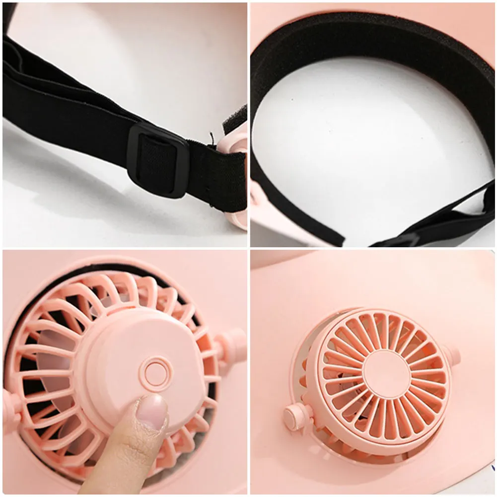 قبعة علوية فارغة مع مروحة، ثلاثة إعدادات لدرجة الحرارة، قبعة مروحة تبريد قابلة للتنفس، قبعة الشاطئ للنساء للحماية من الشمس وفي الهواء الطلق #5