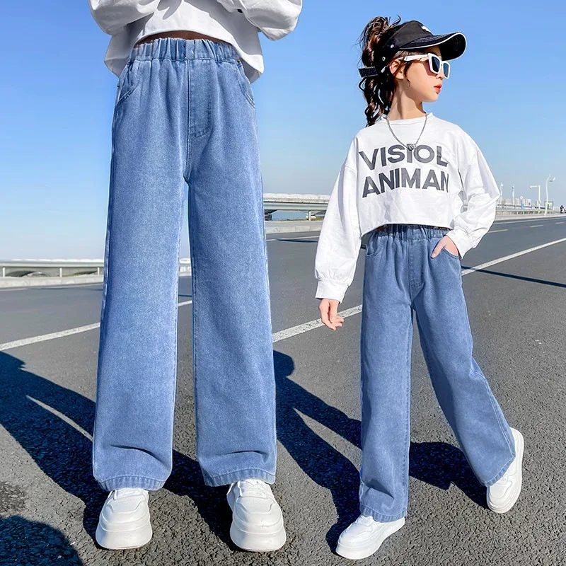 Girls Jeans For Spring Fall Solid Color Kids Jeans Girls Casual Style Jeans For Children Teen Clothes For Girls 5 6 8 10 12Years