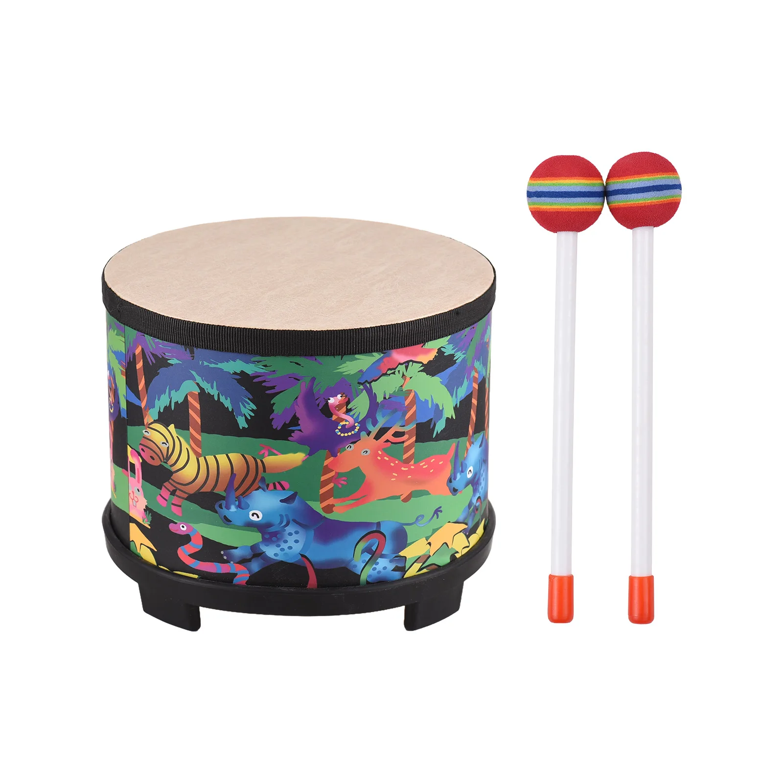 Drum Percussion Instrument 8-inch Floor Drum for Christmas Birthday Gift Bongo Floor Drums with2 Drum Mallets Musical Instrument