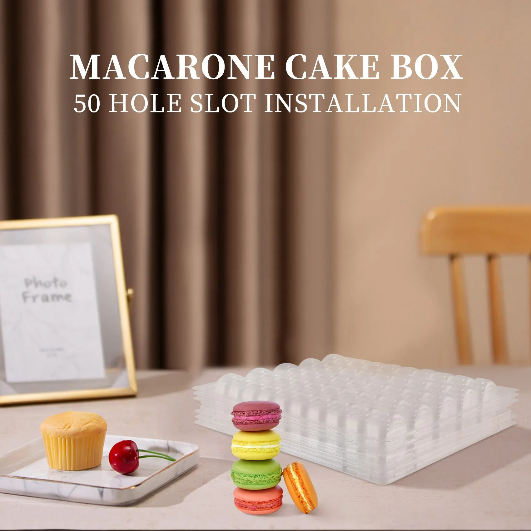 AT59 صواني تخزين معكرون فرنسية شفافة قابلة للإغلاق من PET - تحمل 50 ماكارونس لكل مجموعة - عبوة من 4 مجموعات #2