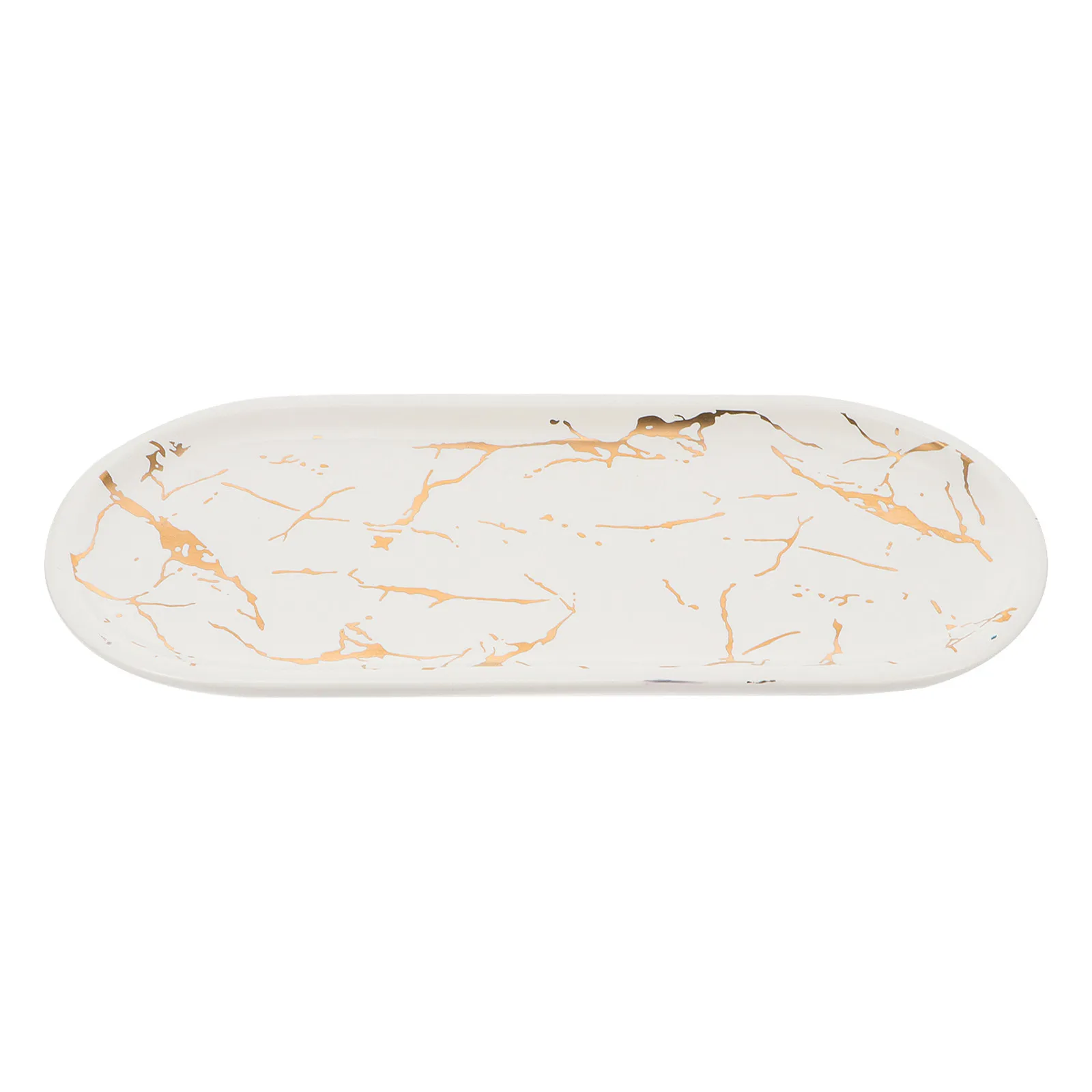 1Pcs Ceramic Serving Dish Marble Effect Light Luxury Design Sushi Plate Jewelry Tray Food Safe Easy Clean for Restaurant Home