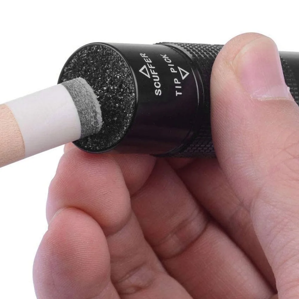 

Aluminium Alloy Pool Cues Tip Sleeve 3/8-11 Teeth Black Billiard Repair Tool 4 in 1 Function for 3/8-11 Teeth