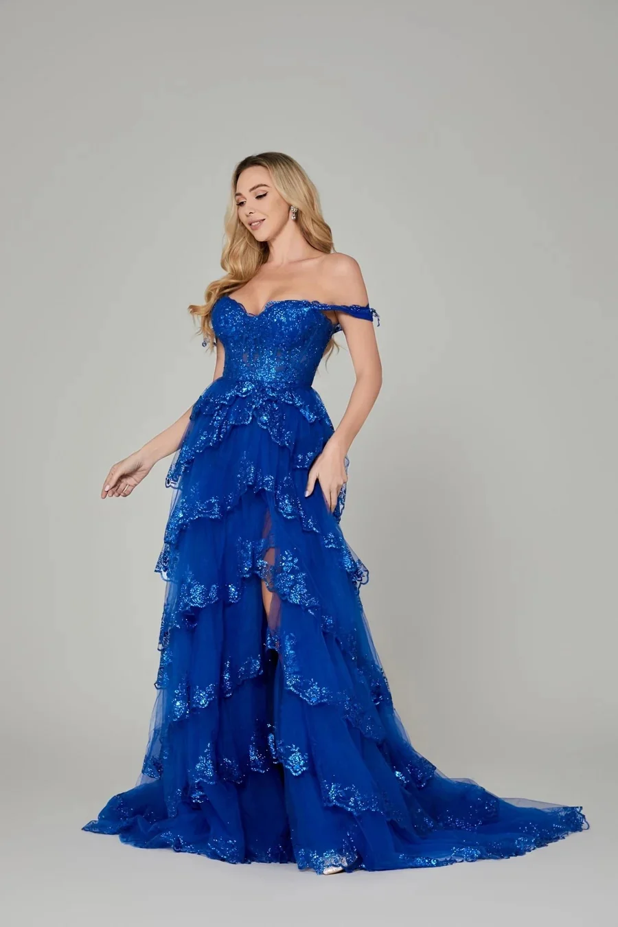 Annie Blue-Robe de Mariée Brodée à Paillettes pour Femme, Tenue de Bal en Tulle, Épaules Dénudées, Élégante, sur Mesure