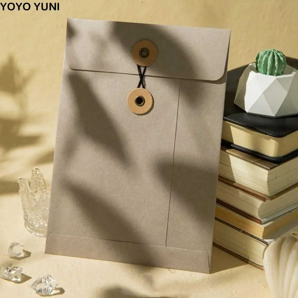 

A4/A5 Kraft Paper Envelopes with String Tie Closure Clasp European Style Vintage Brown Envelopes Retro High Grade
