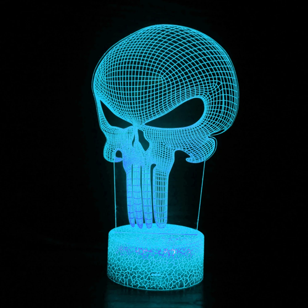 Nighdn Scary Skull Night Light 3D Illusion Lamp 7 Colors Changing USB Touch Table Lights Bedroom Halloween Decoration Lamps