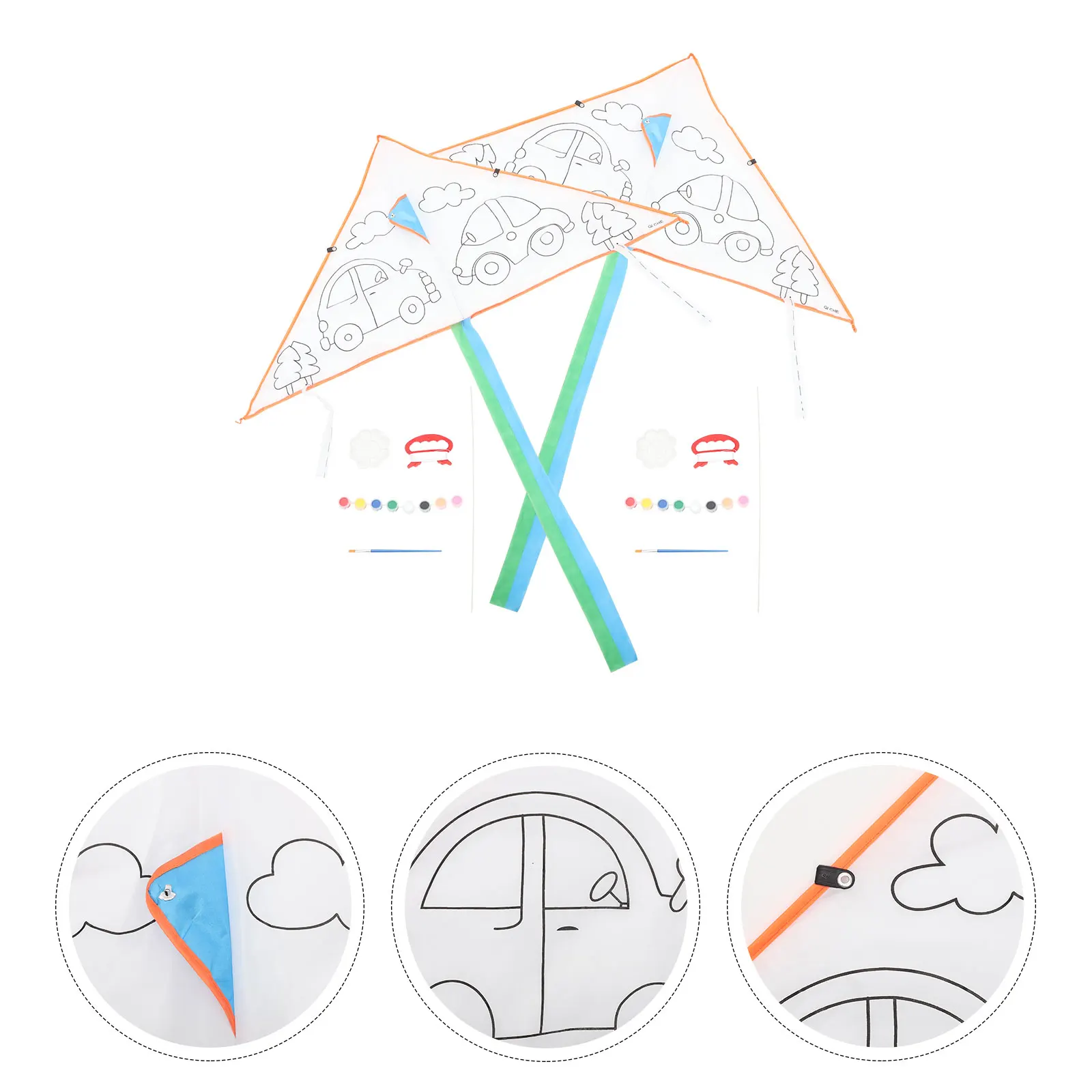 

2 Sets Graffiti DIY Hand Painted Kite Parent-child Outdoor Toys for Kids Polyester Painting