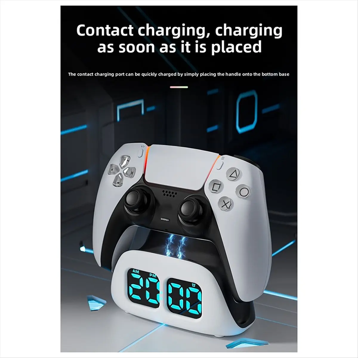 قاعدة شحن وحدة تحكم PS5، ساعة شحن لاسلكية سريعة الشحن، تخزين سطح المكتب لملحقات ألعاب PlayStation Edge Elite #4