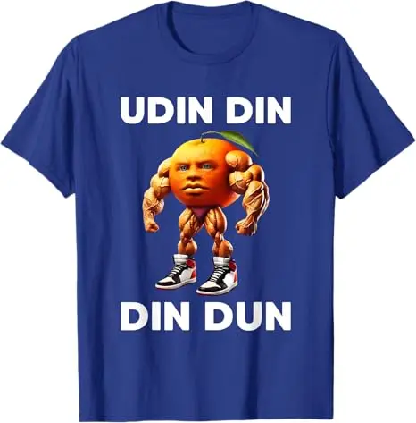 Udin Din Din Dun الإيطالية Brainrot Meme Udindindun برتقالي تي شيرت الرجال الموضة الرجل اللياقة البدنية الساخرة قائلا المحملة الجدة هدية