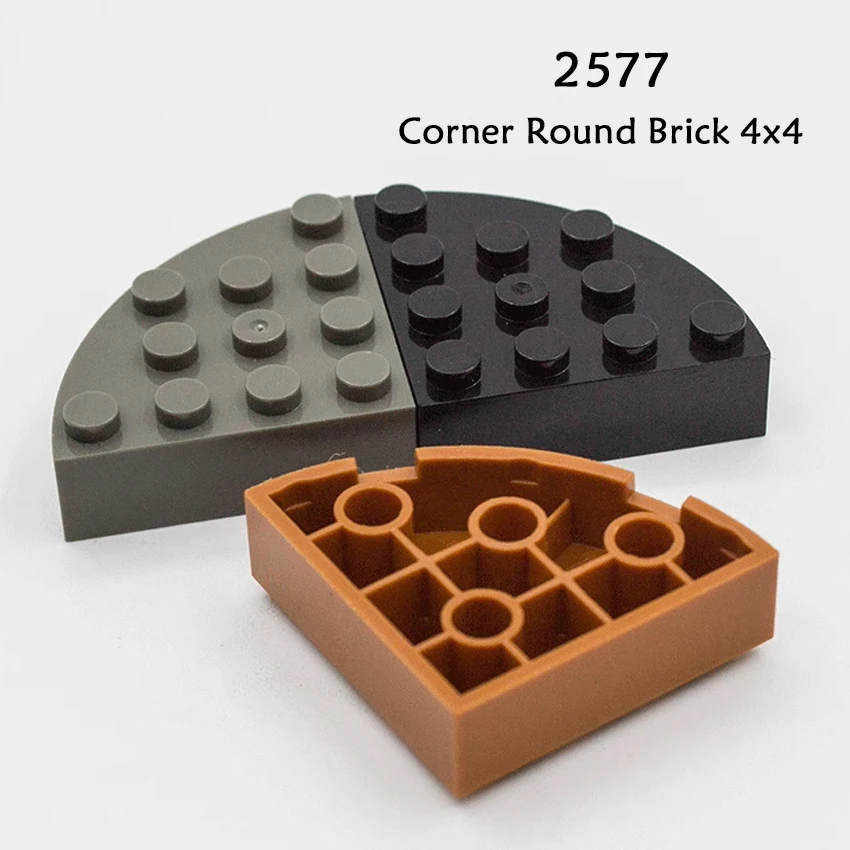 Educational Building Block Parts Compatible with Brand Technological Corner Round Bricks 4x4 MOC Particles Accessories Toys 2577