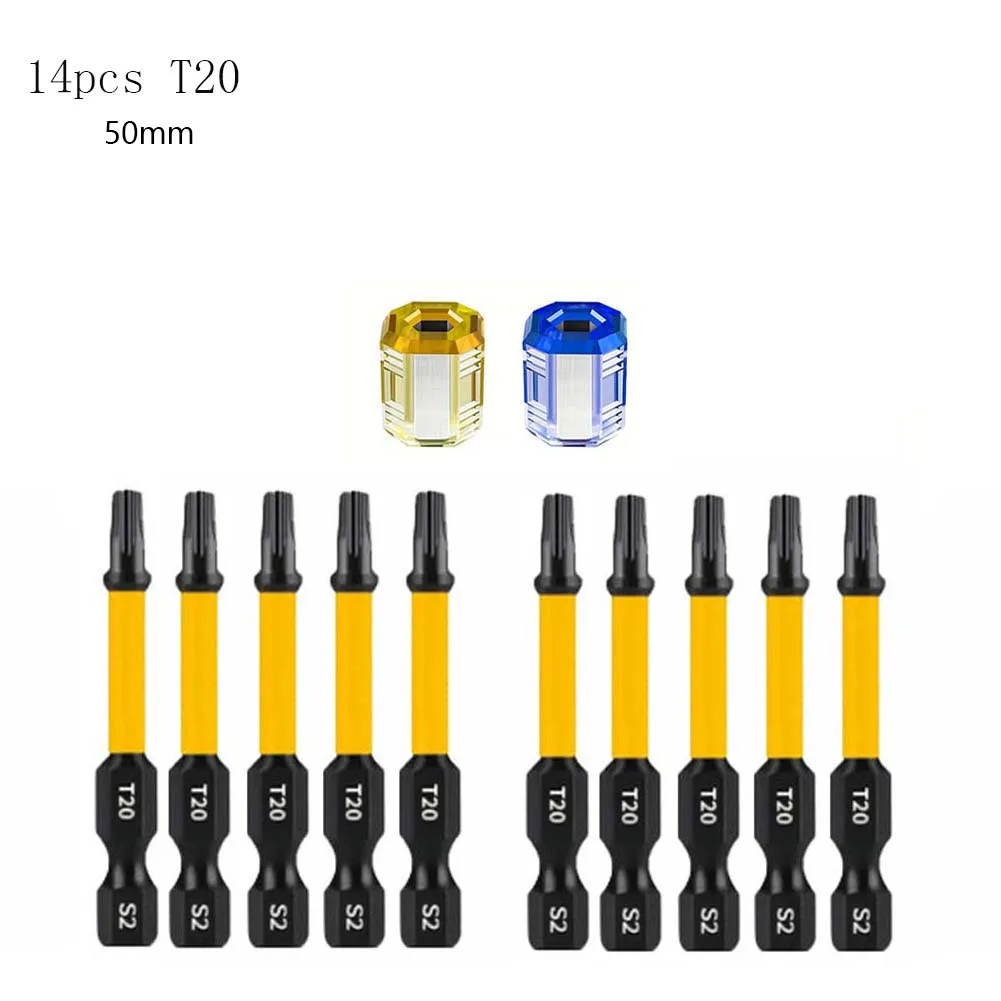 14pcs T20=Torx Magnetic Screwdriver Bit Kit 50mm Length Compatible With Power Tools For Home Improvement And Handyman Use