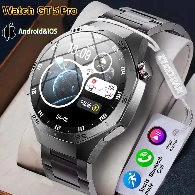 

Смарт-часы для мужчин Huawei GT5 Pro, HD AMOLED-экран, GPS, траектория движения, пульс, Bluetooth-вызов, 1,52 дюйма, умные часы, новинка 2025 г.
