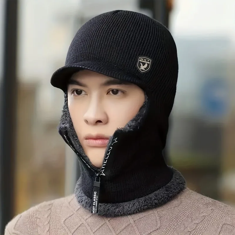 Chapéu de inverno masculino com forro – gorro grosso para frio extremo, à prova de vento, quente, ajuste confortável e secagem rápida - esqui ao ar livre