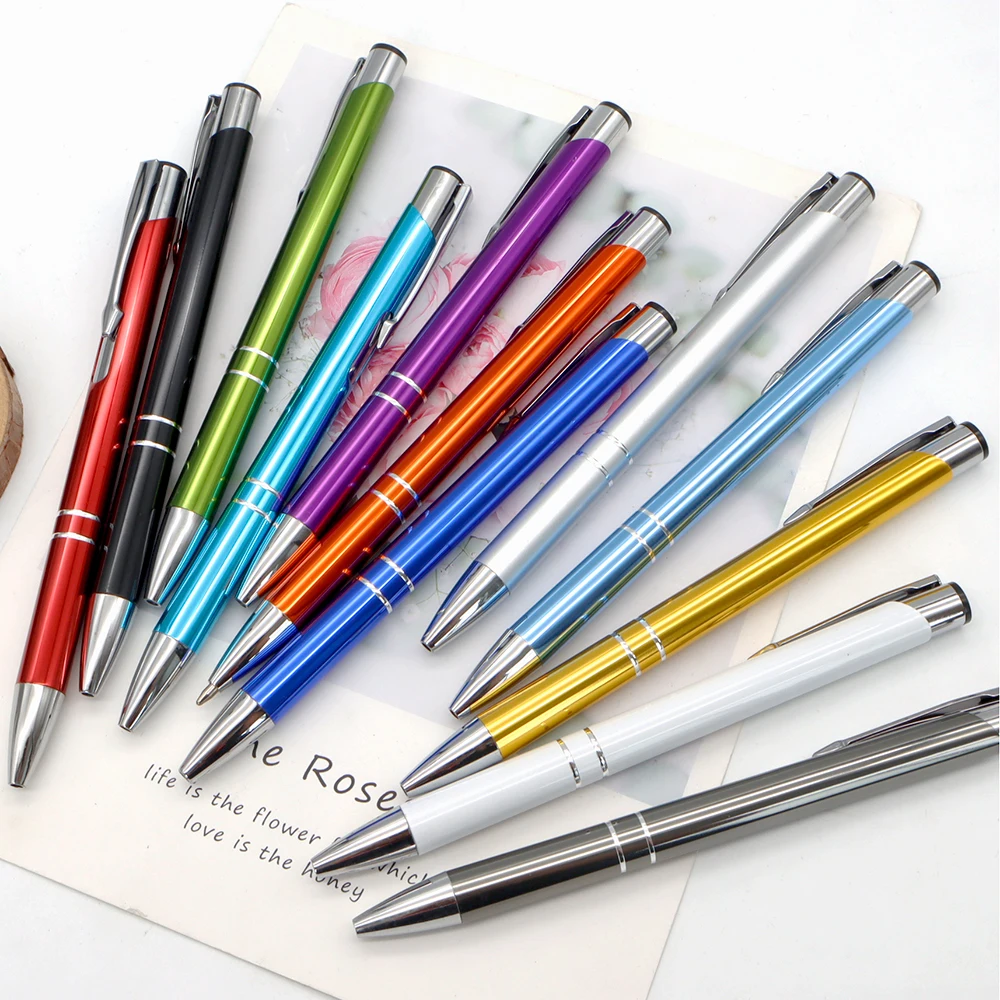 Hot Selling 100/50/20Pcs Personalized Advertising Custom Logo Metal Ballpoint Pen with Engraving Laser Brand for Promotional Gif view 3