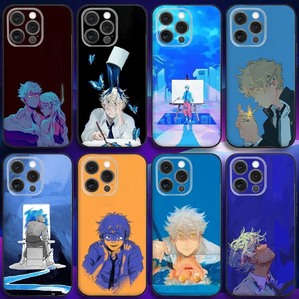 

B-Blue P-Period Anime Phone Case For iPhone 16e,16,15,14,13,12,11,Pro,X,XS,Max,XR,Plus,Mini Soft Black Cover