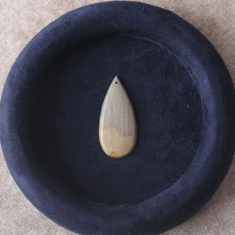 

Polished Ocean Jasper Teardrop Pendant Natural Earthy Gray-Beige Gemstone for Boho & Artisanal Jewelry Designs 40x19x4mm-3.9g